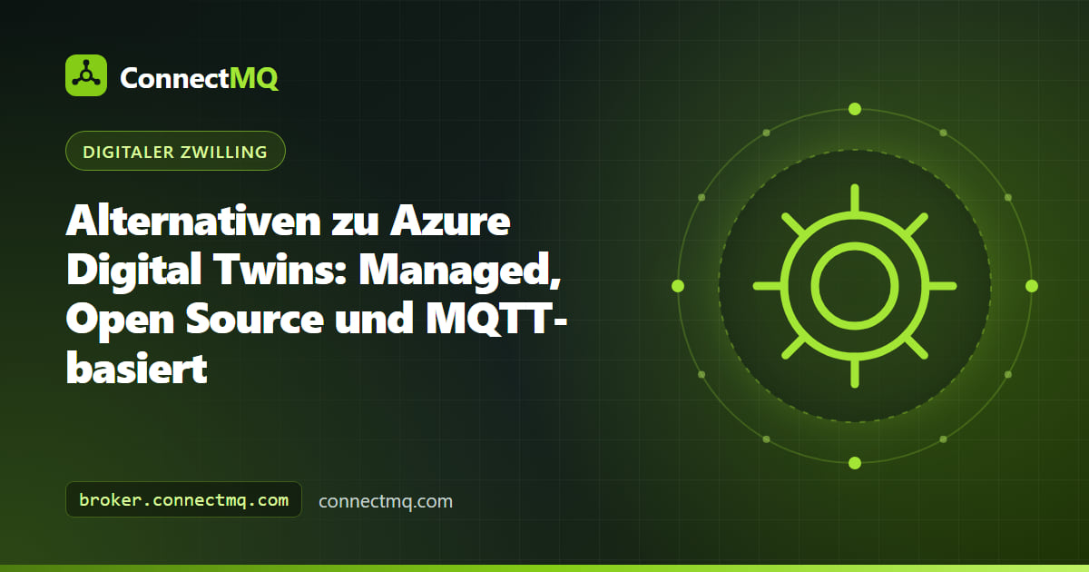 Vergleichsübersicht von Alternativen zu Azure Digital Twins, darunter Open-Source-Plattformen und ein MQTT-basierter Zwillings-Stack