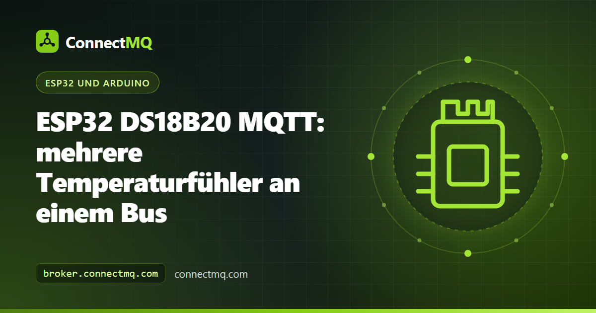 Drei wasserdichte DS18B20-Fühler an einer gemeinsamen Leitung zu einem ESP32 in einem ESP32-DS18B20-MQTT-Aufbau zur Temperaturüberwachung