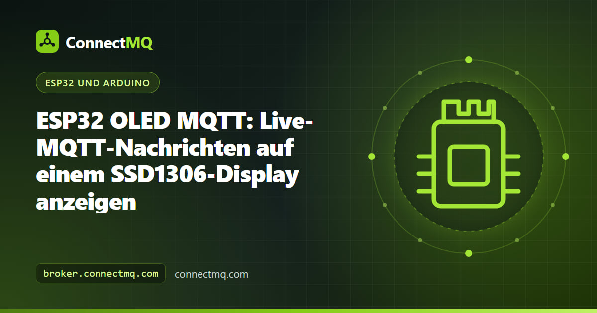 Kleiner SSD1306-Bildschirm an einem ESP32, der in einem ESP32-OLED-MQTT-Display Temperaturwerte anzeigt