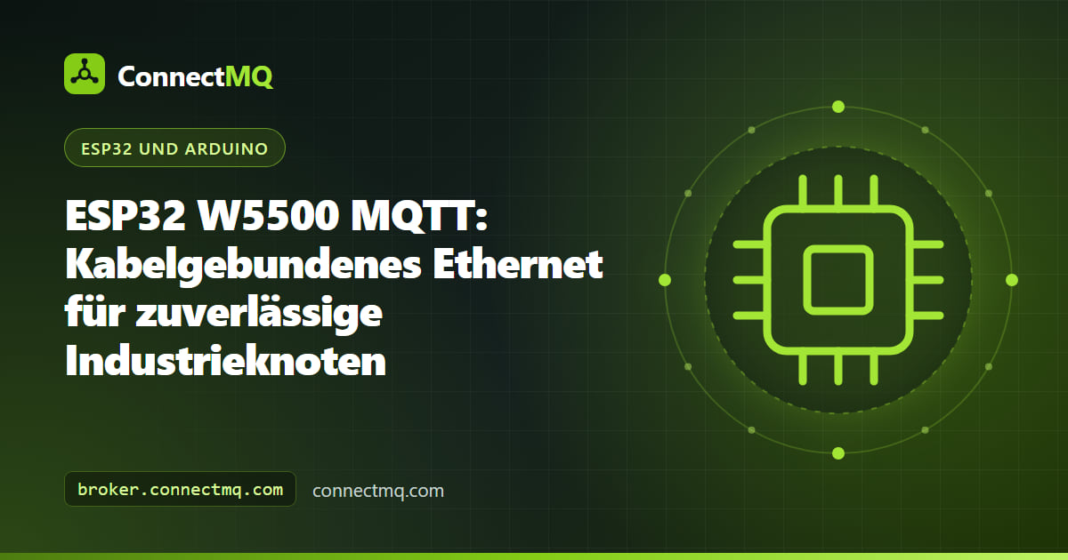 ESP32 mit W5500-Ethernet-Modul und Netzwerkkabel in einem ESP32-W5500-MQTT-Schaltschrank