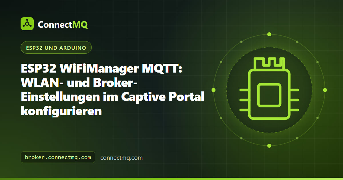 Smartphone mit einem Captive Portal mit Broker-Feldern für eine ESP32-WiFiManager-MQTT-Konfiguration