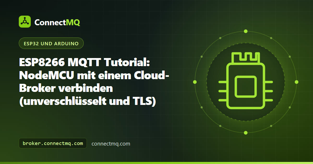 NodeMCU-ESP8266-Board auf einem Steckbrett, das ESP8266-MQTT-Nachrichten an einen Cloud-Broker sendet