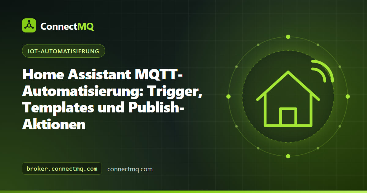 Ablauf einer Home-Assistant-MQTT-Automatisierung mit MQTT-Trigger, Template-Bedingung und Publish-Aktion an ein Gerät