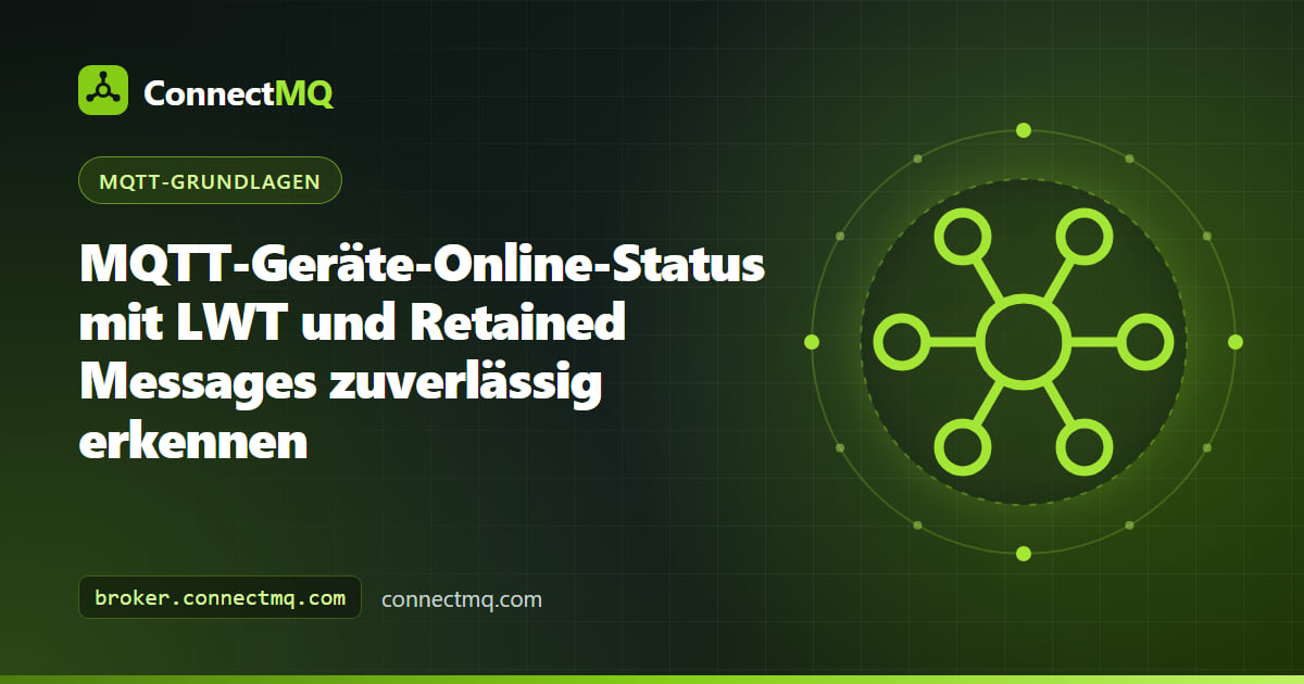Flotten-Dashboard mit grünen und grauen Anzeigen, die den MQTT Online-Status jedes Geräts darstellen