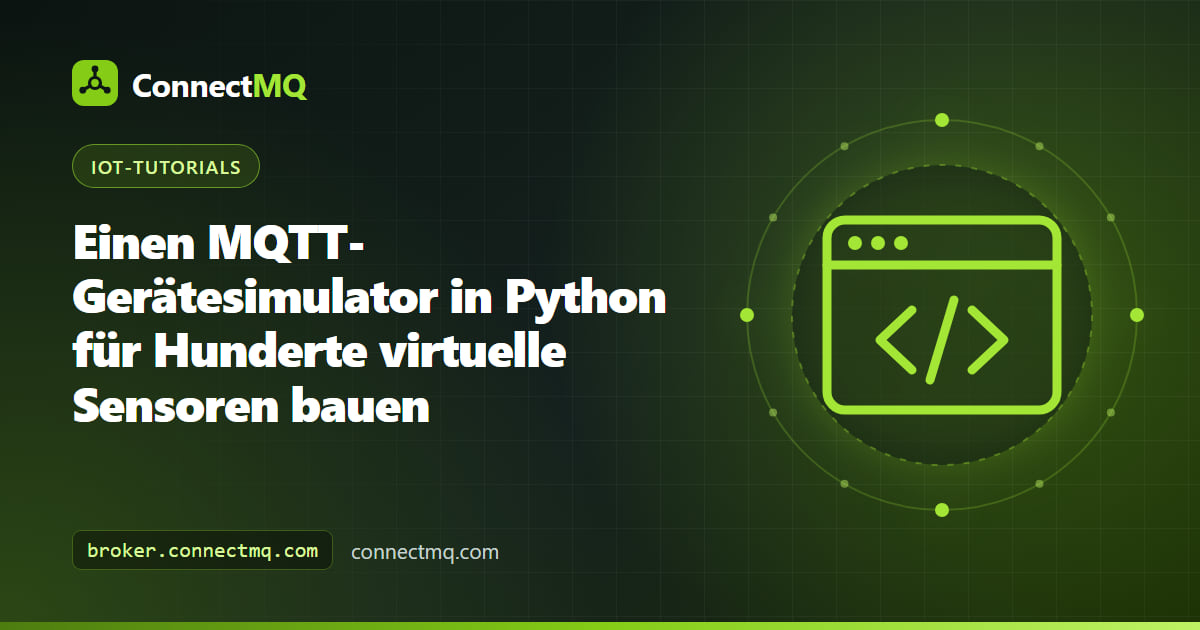 Raster virtueller Sensoren, die einen MQTT-Gerätesimulator speisen, der verrauschte Temperaturwerte an einen Cloud-Broker sendet