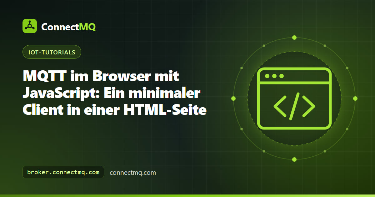 Browserfenster mit einem MQTT-JavaScript-Client, der über sicheren WebSocket publiziert und abonniert