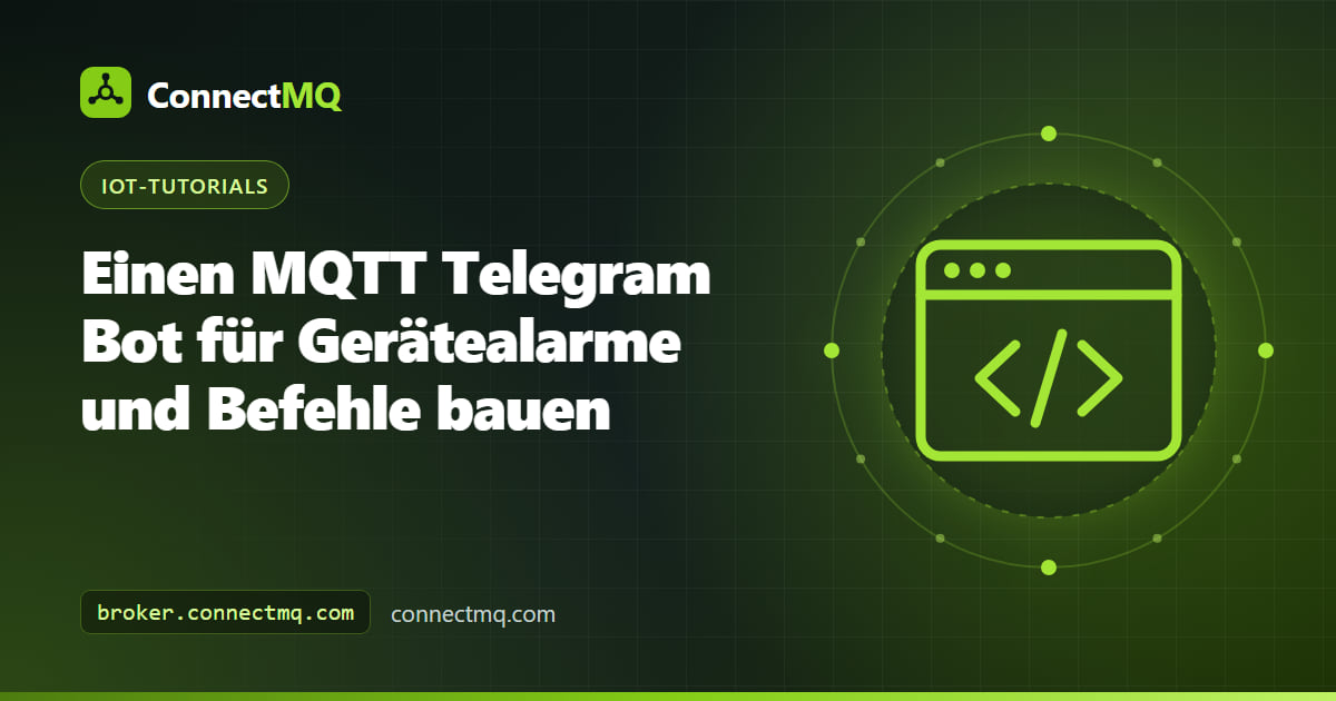 Chatfenster auf einem Smartphone, das Gerätealarme von einem MQTT Telegram Bot empfängt, der mit einem Cloud-Broker verbunden ist