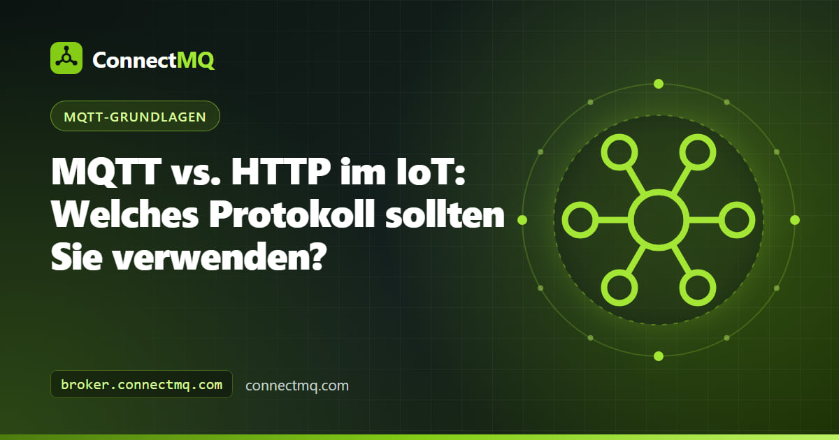 Gegenüberstellung von Geräten, die einen HTTP-Server abfragen, und Geräten, die mit einem Broker verbunden sind, als Illustration von MQTT vs HTTP im IoT