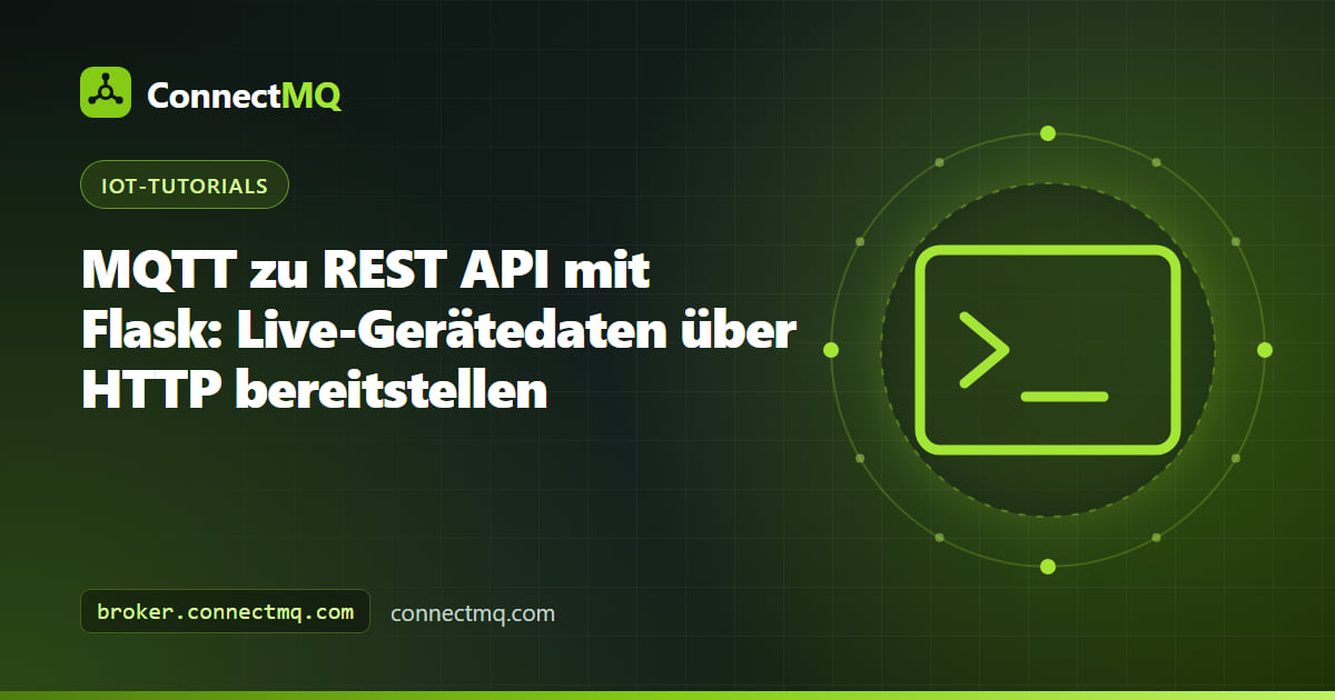 Diagramm eines Flask-Dienstes, der Geräte-Topics mit HTTP-Endpunkten verbindet, für ein Tutorial zu MQTT zu REST API mit Flask