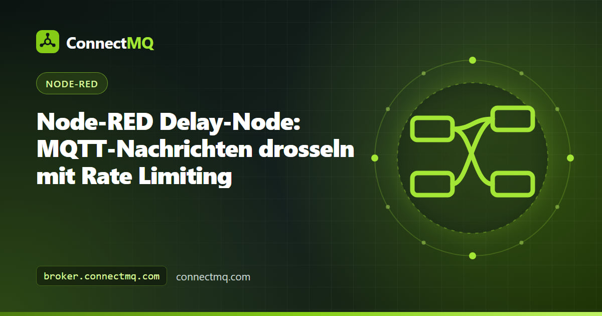 Node-RED Delay-Node, der einen schnellen Strom von MQTT-Nachrichten vor dem Publizieren an einen Broker drosselt