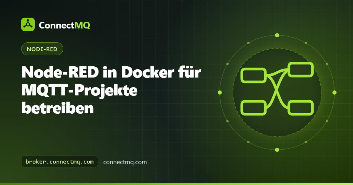 Node-RED-Docker-Container mit persistentem Daten-Volume, der sich mit einem MQTT-Broker verbindet