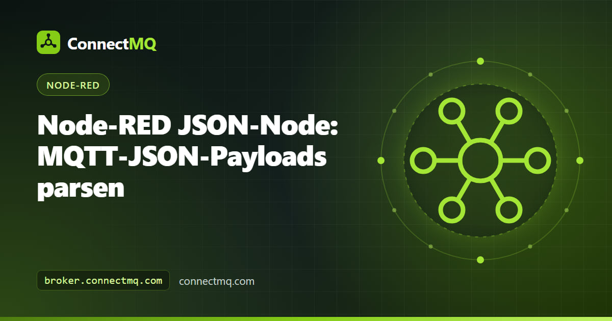 Node-RED JSON-Node, der in einem Flow einen MQTT-Payload-String in ein JavaScript-Objekt umwandelt