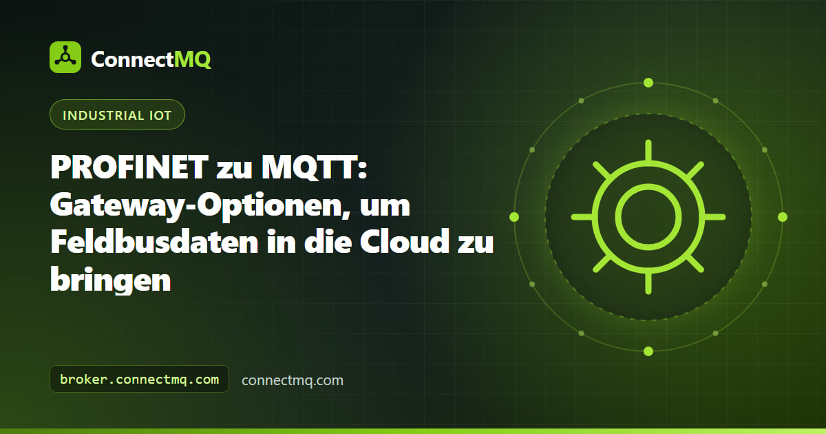 PROFINET-Netzwerk aus SPS, Antrieben und I/O mit einem Edge-Gateway, das PROFINET-Daten per MQTT an einen Cloud-Broker sendet