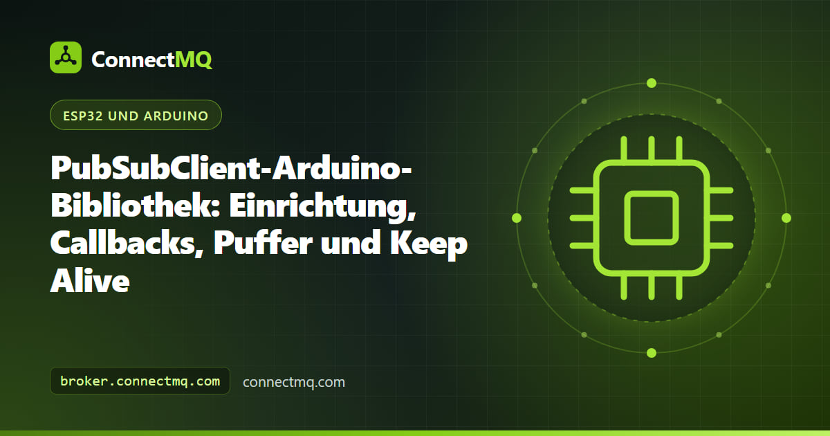 Mikrocontroller-Board mit der PubSubClient-Bibliothek, das MQTT-Nachrichten mit einem Cloud-Broker austauscht