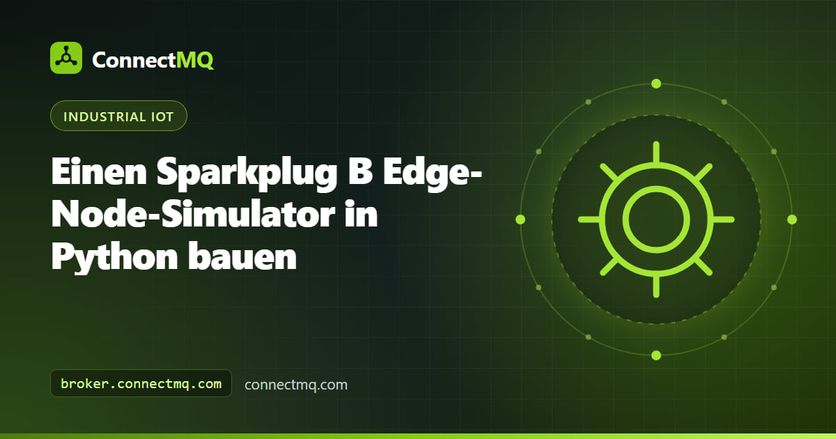 Laptop mit einem Sparkplug B Edge-Node-Simulator, der Maschinendaten an einen Cloud-MQTT-Broker veröffentlicht
