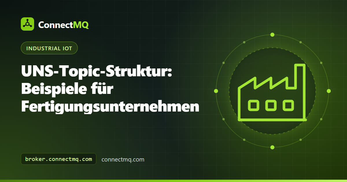 Baumdiagramm einer UNS-Topic-Struktur vom Unternehmen und Standort bis hinunter zu Linien und Maschinen