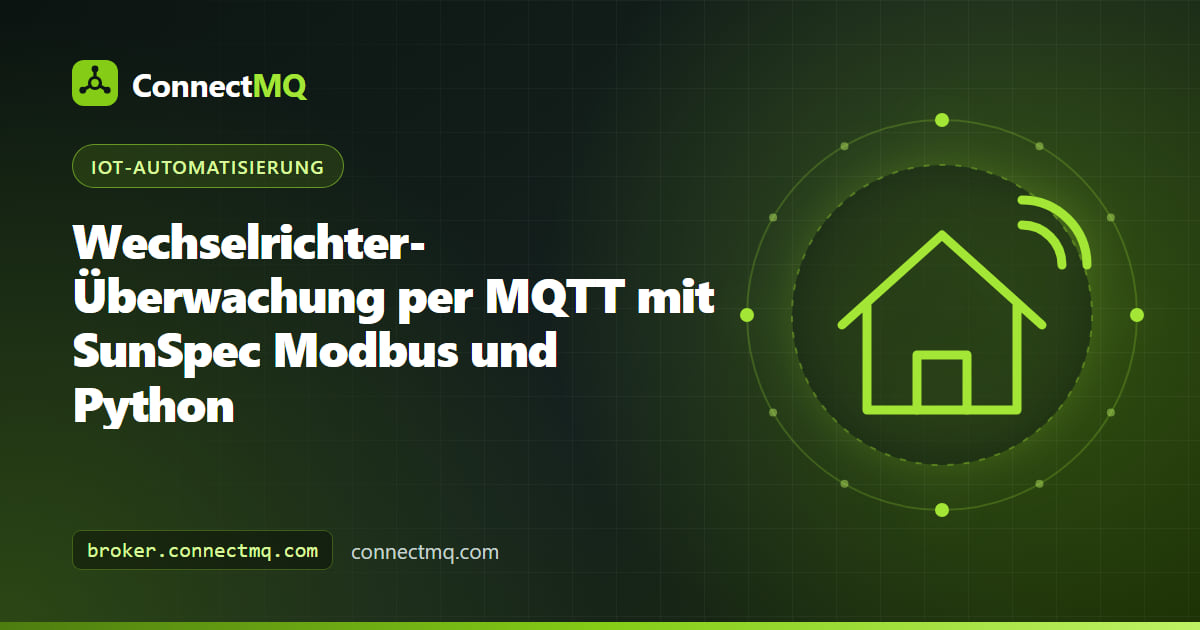 Solarmodule auf dem Dach und ein an der Wand montierter Wechselrichter, der Daten an ein Cloud-Dashboard zur Wechselrichter-Überwachung streamt