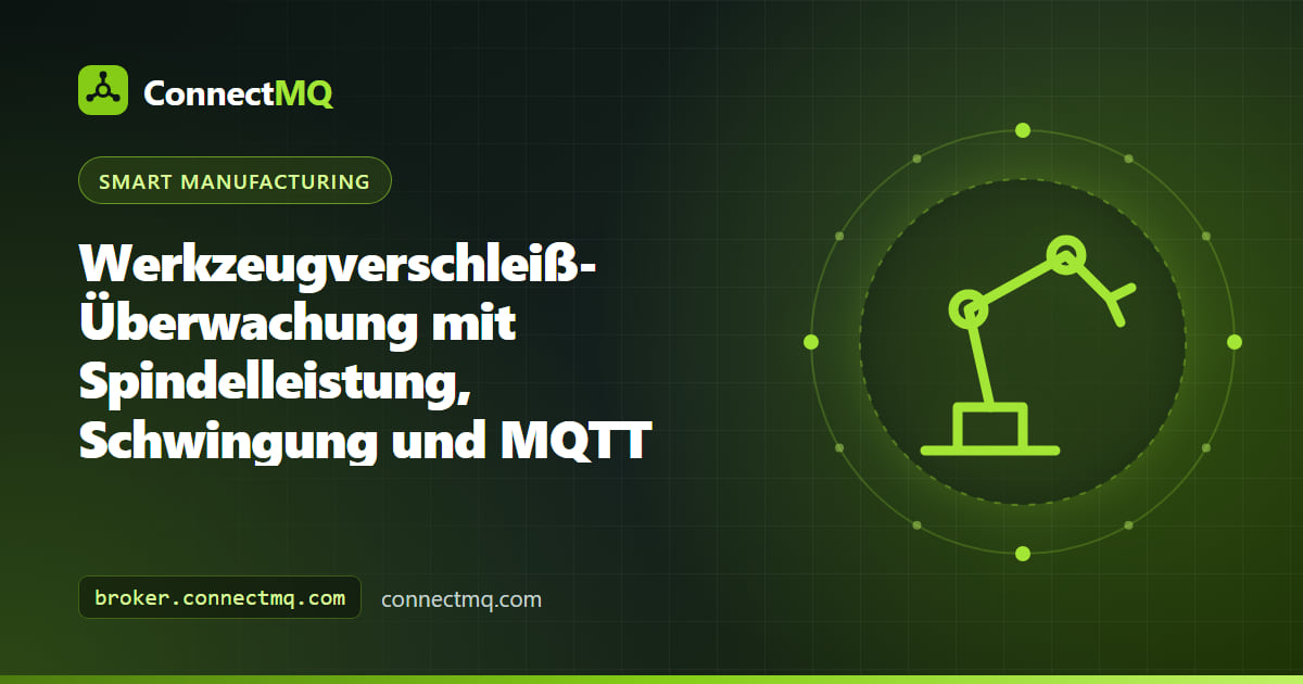 Werkzeugverschleiß-Überwachung an einer CNC-Frässpindel mit Leistungs- und Schwingungsdiagrammen in einem Cloud-MQTT-Dashboard