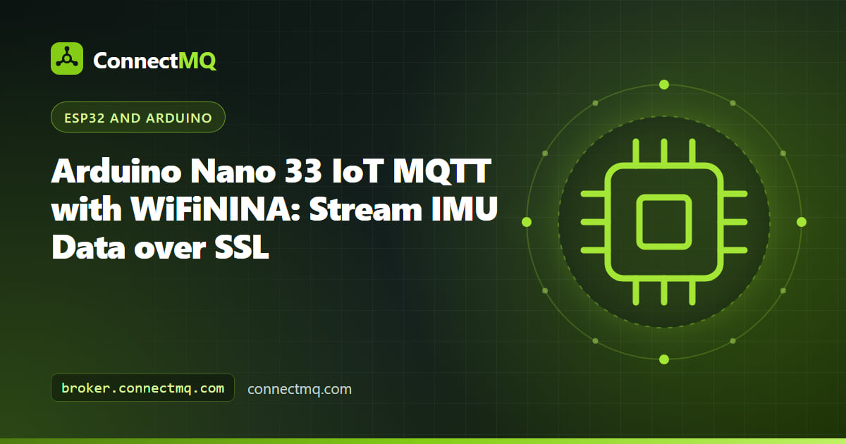 Arduino Nano 33 IoT board streaming motion sensor data in an Arduino Nano 33 IoT MQTT setup over SSL