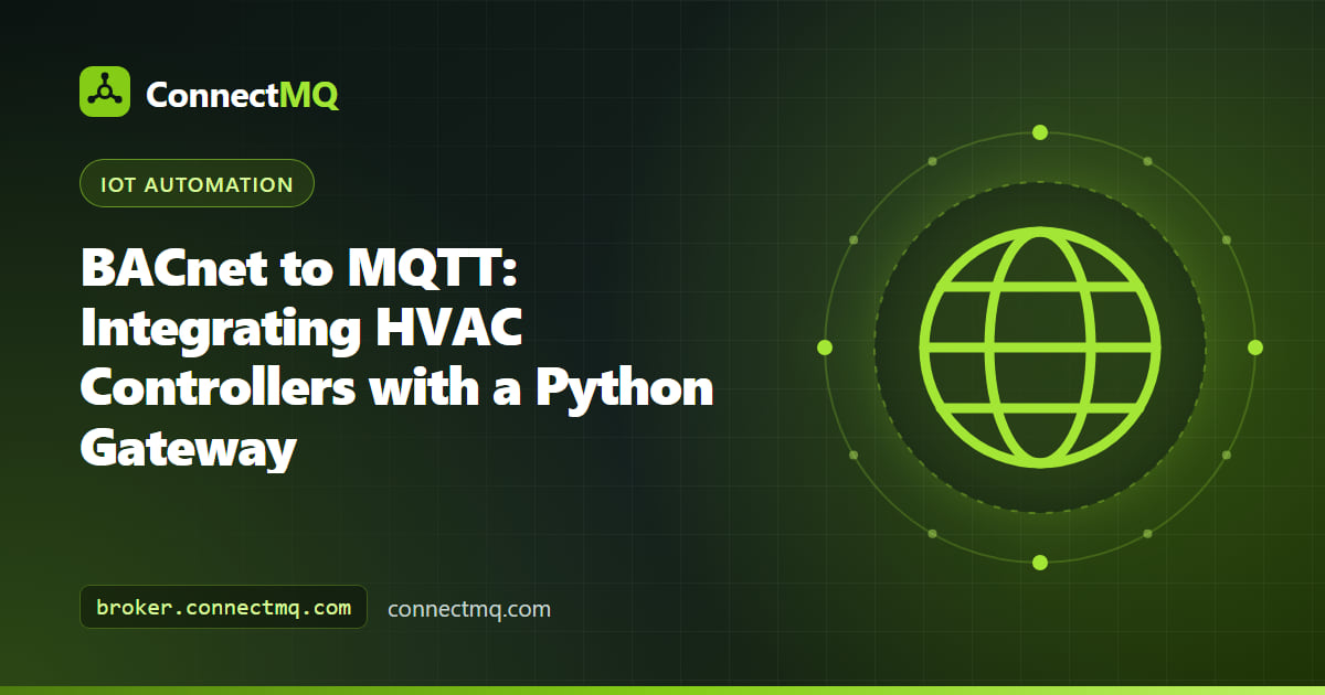 HVAC controller on a BACnet/IP network connected through a small gateway to a cloud broker in a bacnet to mqtt integration