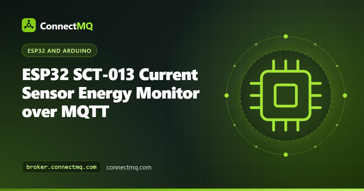 SCT-013 current clamp around a cable connected to an ESP32 energy monitor, illustrating the esp32 sct-013 current sensor project