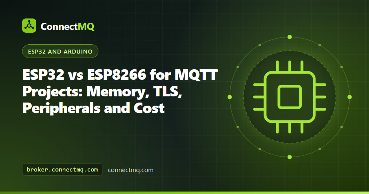 ESP32 and ESP8266 development boards side by side for an ESP32 vs ESP8266 MQTT comparison