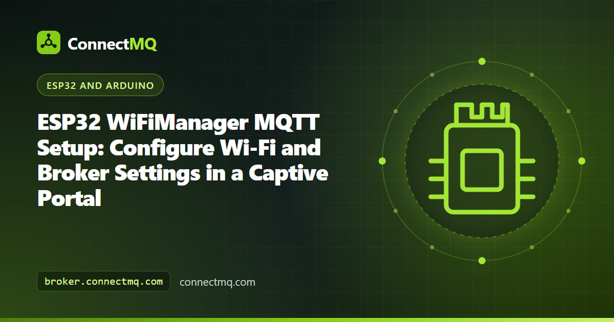 Phone showing a captive portal with broker fields for an ESP32 WiFiManager MQTT configuration