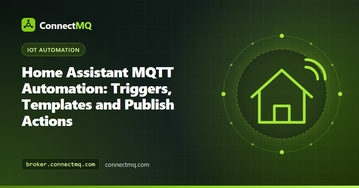 Home Assistant MQTT automation flow with an MQTT trigger, a template condition and a publish action to a device