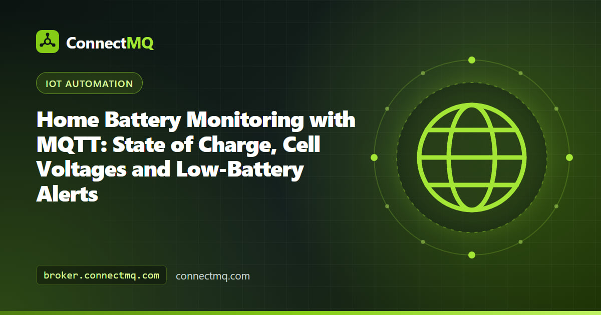 Wall-mounted lithium battery bank with BMS readings for state of charge and cell voltages shown on a dashboard for home battery monitoring