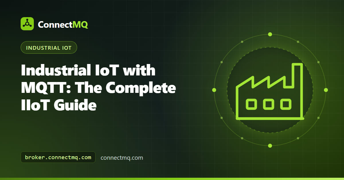 Industrial IoT MQTT architecture with PLCs, CNC machines and an edge gateway publishing data to a cloud broker