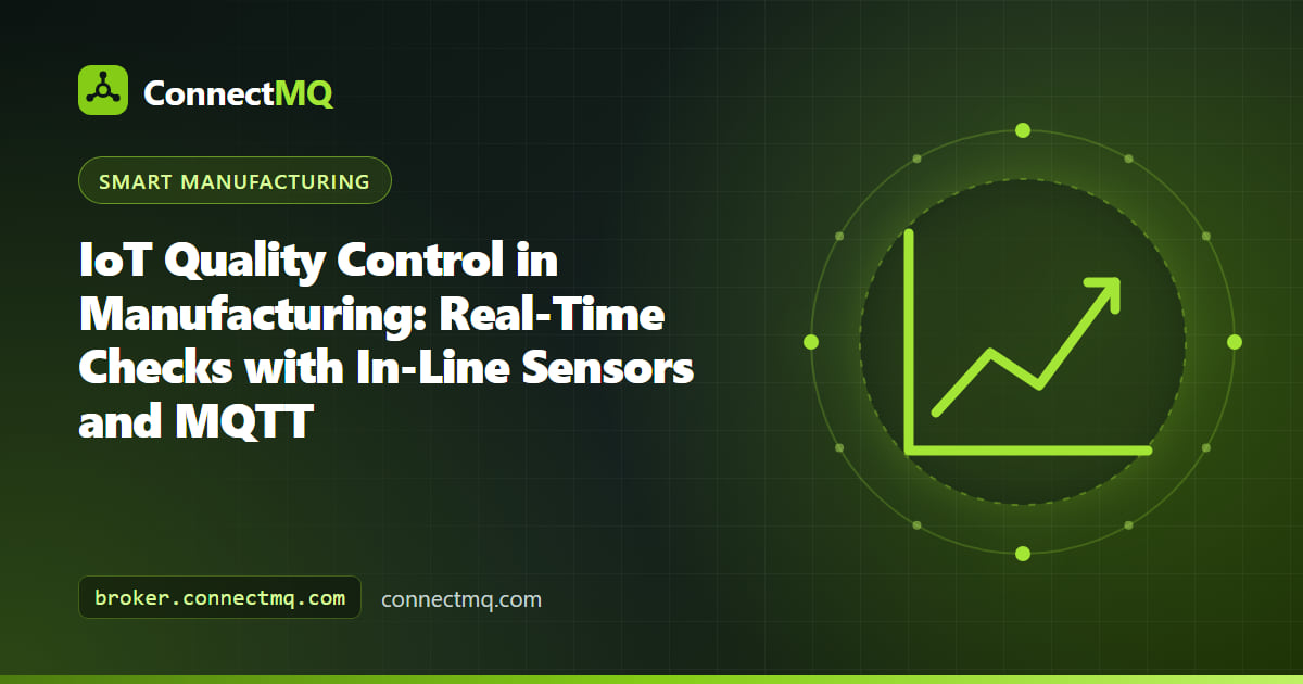 IoT quality control manufacturing line with in-line sensors and gauges publishing measurements to a cloud MQTT quality dashboard