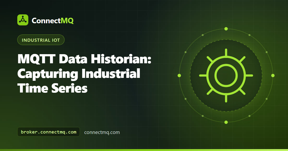 MQTT historian architecture with a broker feeding Telegraf, InfluxDB and TimescaleDB time series storage