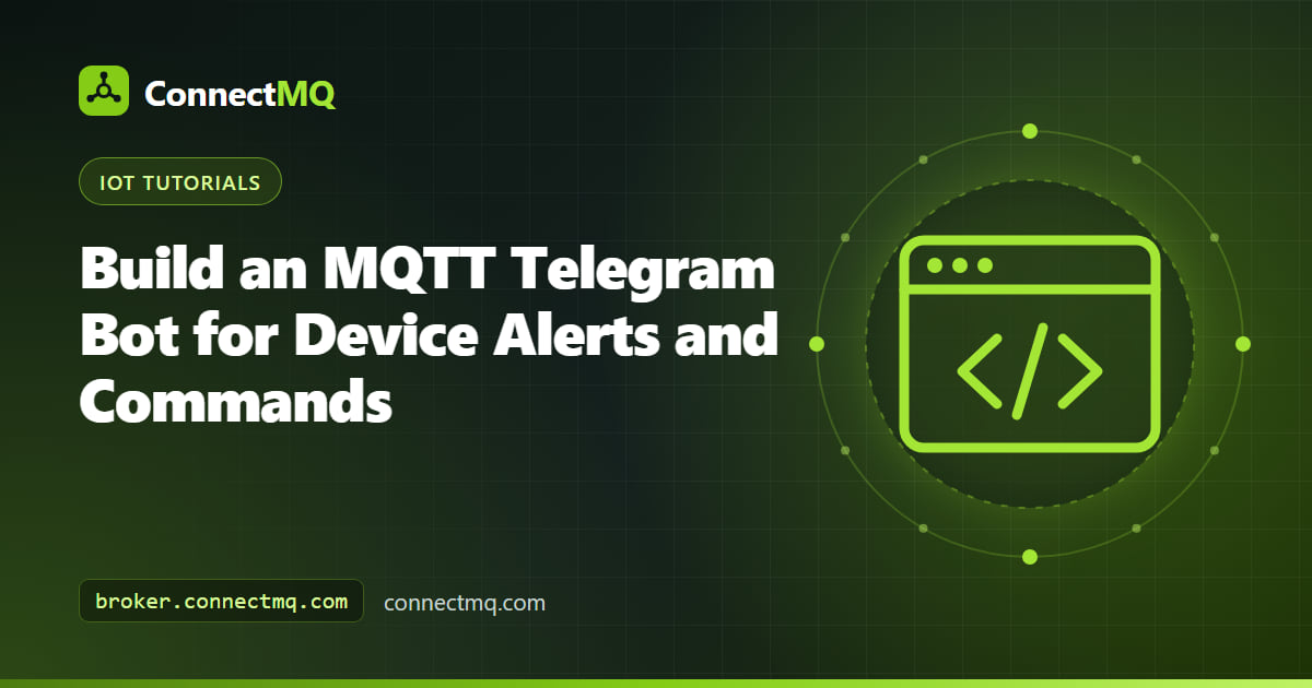 Smartphone chat window receiving device alarms from an mqtt telegram bot connected to a cloud broker