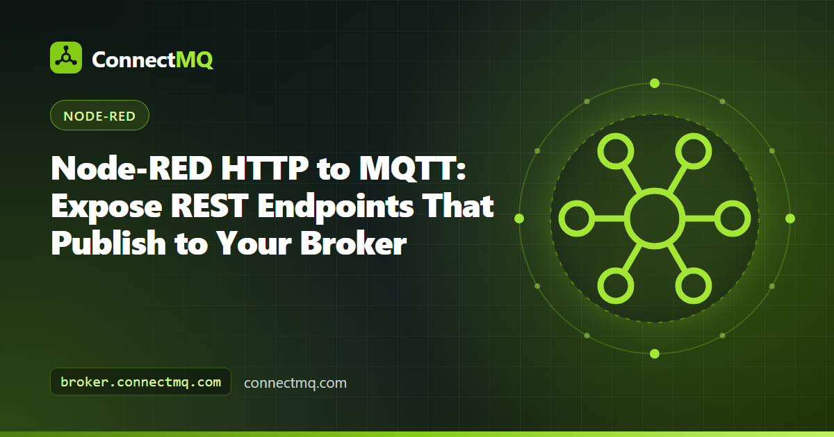Node-RED HTTP to MQTT bridge turning REST requests from legacy systems into MQTT commands for devices