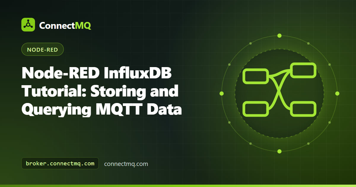 Node-RED InfluxDB flow writing MQTT sensor readings into an InfluxDB bucket and reading them back for a chart
