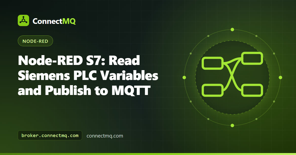 Node-RED S7 flow reading a Siemens PLC data block and publishing machine values to MQTT topics