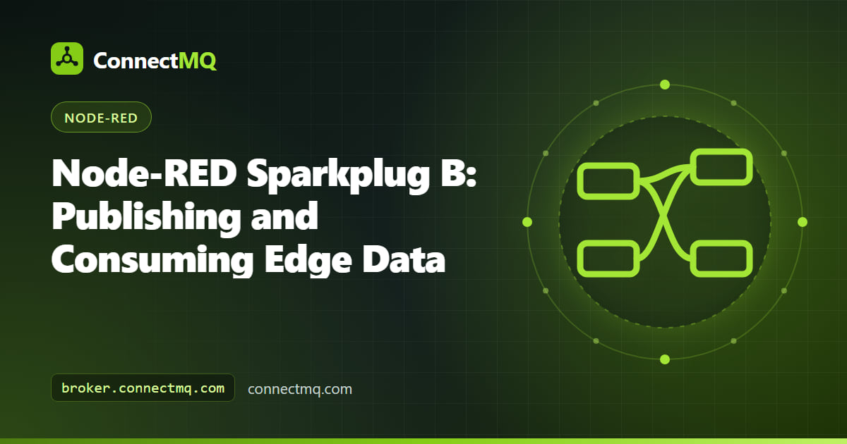 Node-RED Sparkplug B edge node publishing birth and data messages for a CNC machine to an MQTT broker