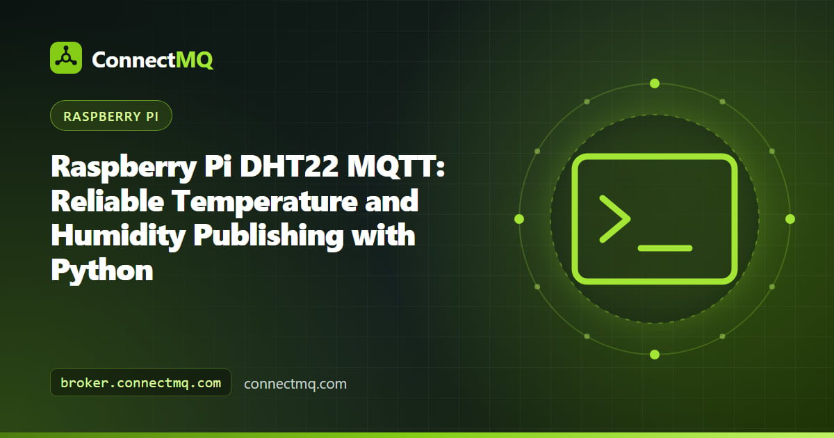 DHT22 temperature and humidity sensor wired to a Raspberry Pi on a breadboard and sending readings to a cloud broker in a raspberry pi dht22 mqtt project
