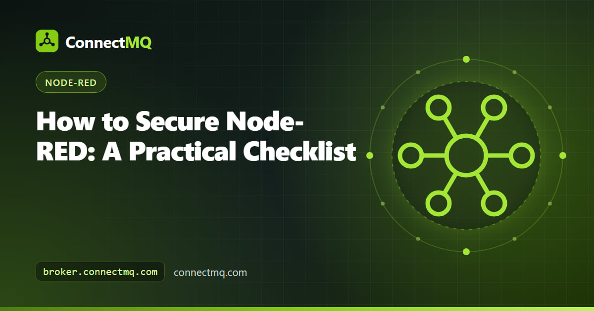 Padlock over a Node-RED editor illustrating how to secure Node-RED with authentication and TLS