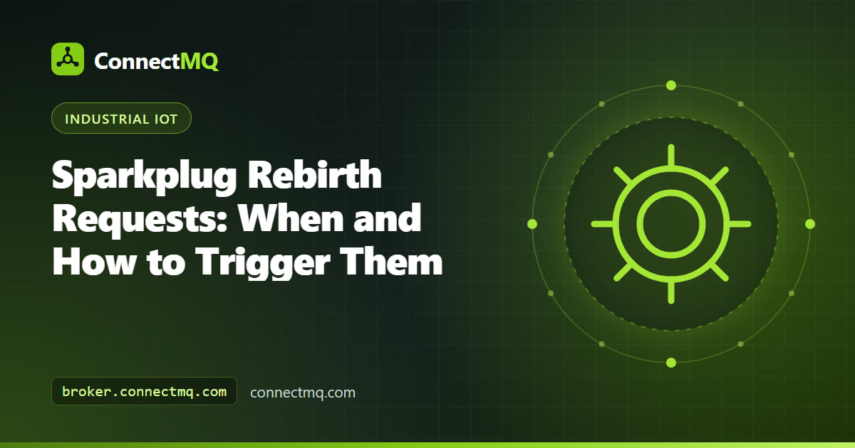 Host application sending a Sparkplug rebirth command and an edge node answering with fresh NBIRTH and DBIRTH messages