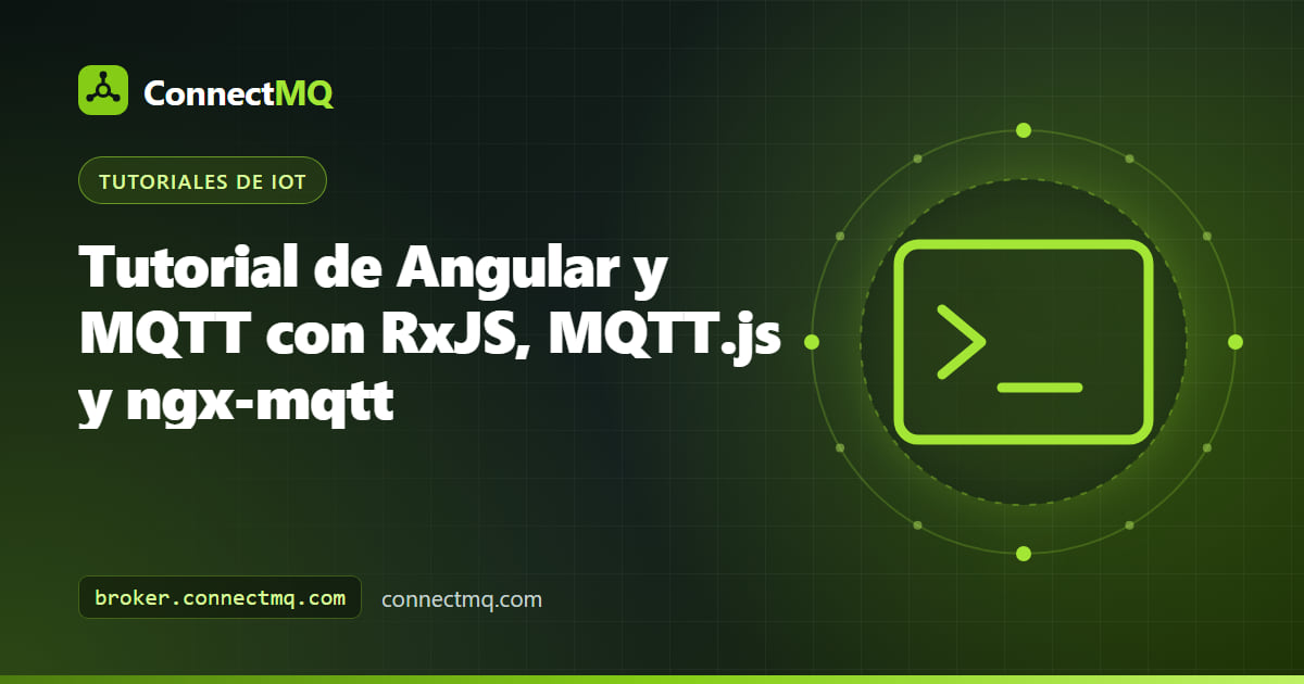Árbol de componentes de Angular que recibe observables RxJS desde un servicio Angular MQTT sobre WebSocket seguro