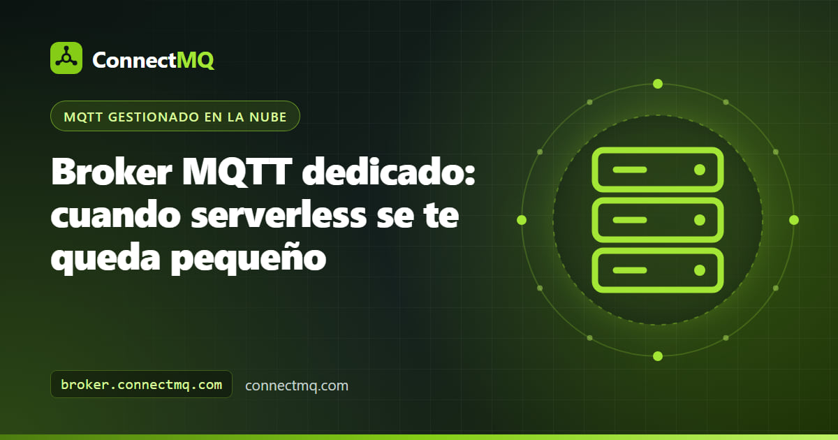 Ilustración de un broker MQTT dedicado con un único clúster aislado en la nube que atiende la flota de dispositivos de una empresa con capacidad reservada