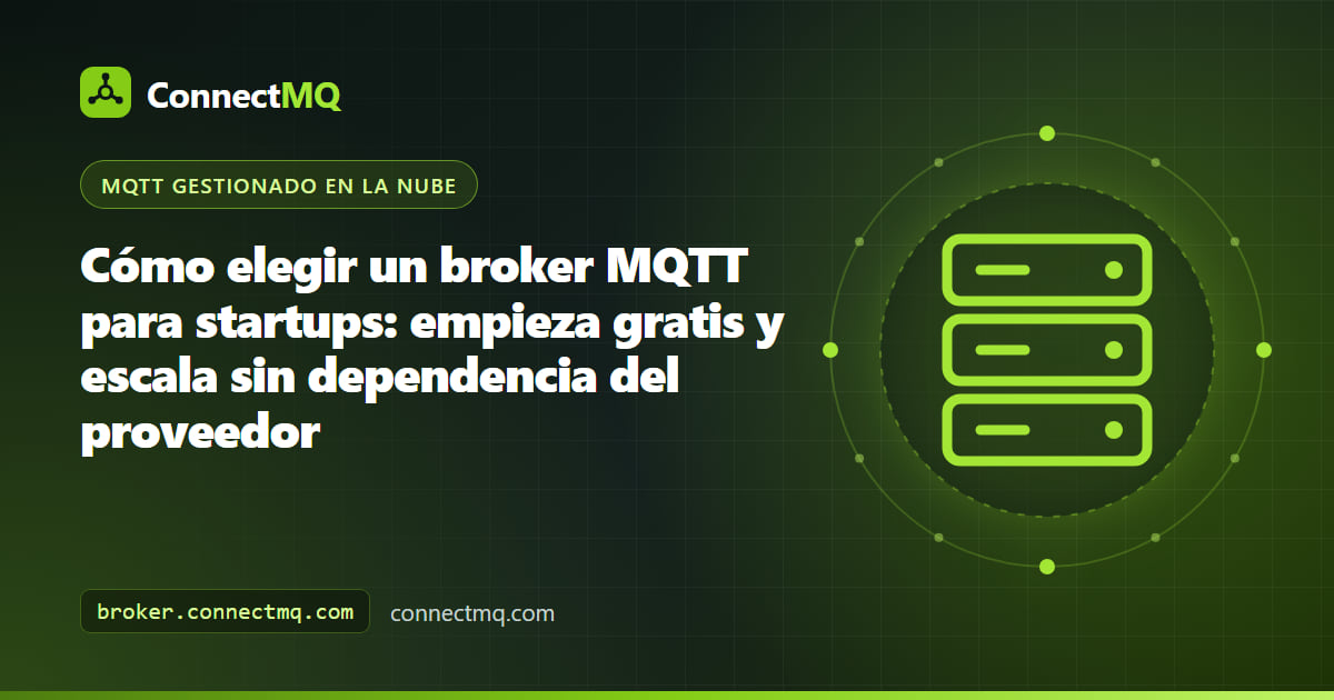 Ilustración de un broker MQTT para startups en la que los dispositivos prototipo de un equipo pequeño crecen hasta una flota mayor en un broker en la nube