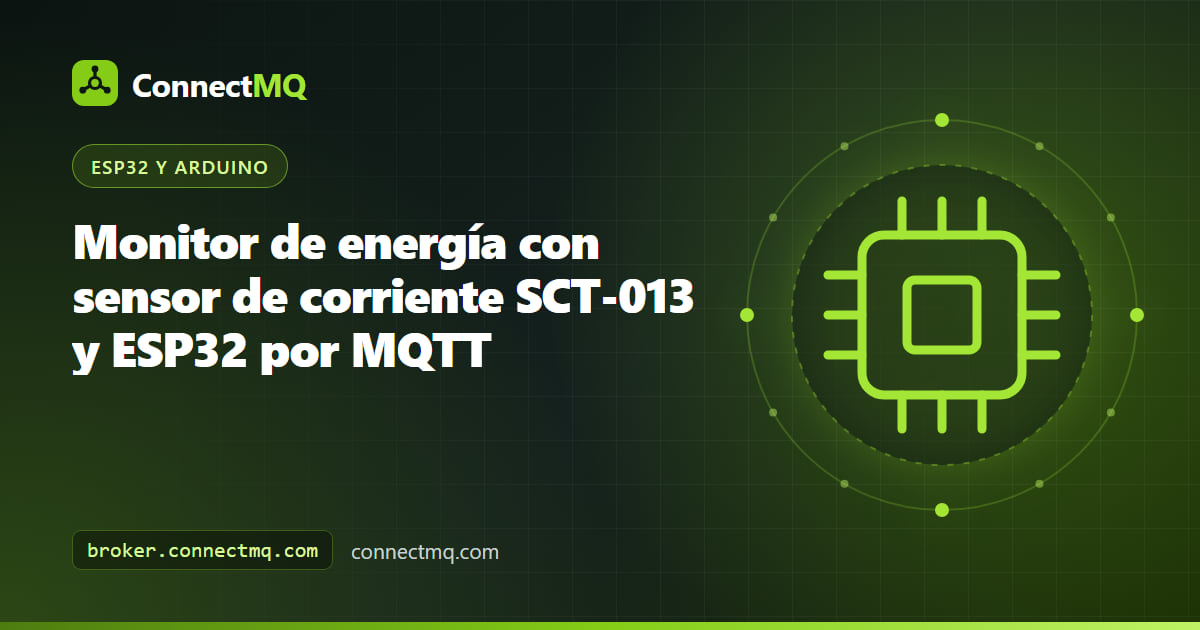 Pinza de corriente SCT-013 alrededor de un cable conectada a un monitor de energía ESP32, ilustrando el proyecto de sensor de corriente sct-013 esp32