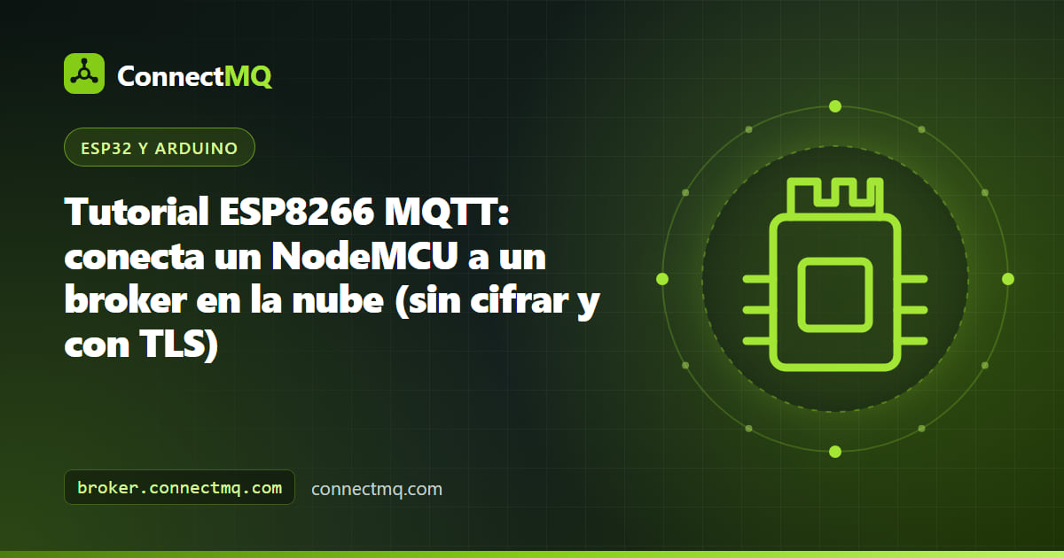 Placa NodeMCU ESP8266 en una protoboard enviando mensajes ESP8266 MQTT a un broker en la nube