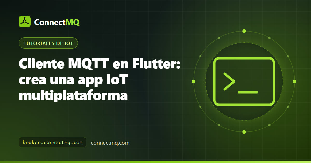 App Flutter MQTT en un teléfono y en un navegador mostrando valores de sensores en vivo y un interruptor de dispositivo conectado a un broker en la nube