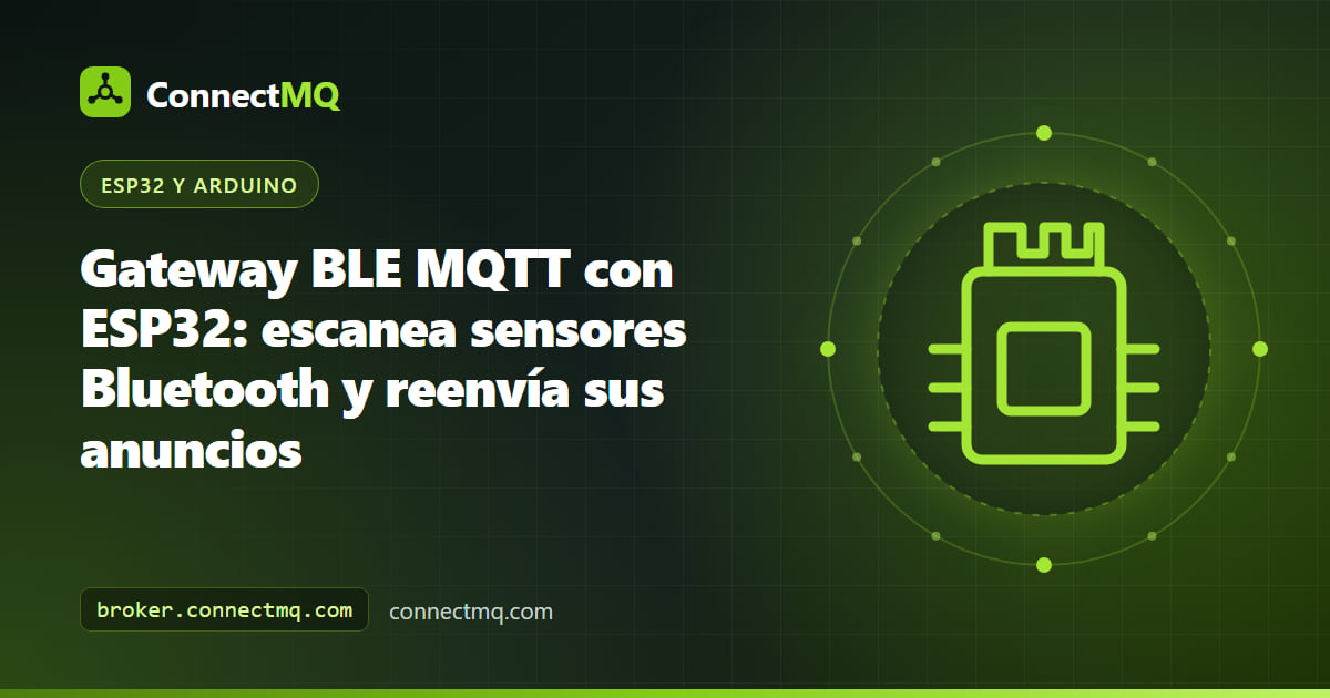 Gateway BLE MQTT con ESP32 que recibe anuncios Bluetooth de sensores cercanos y los reenvía por Wi-Fi