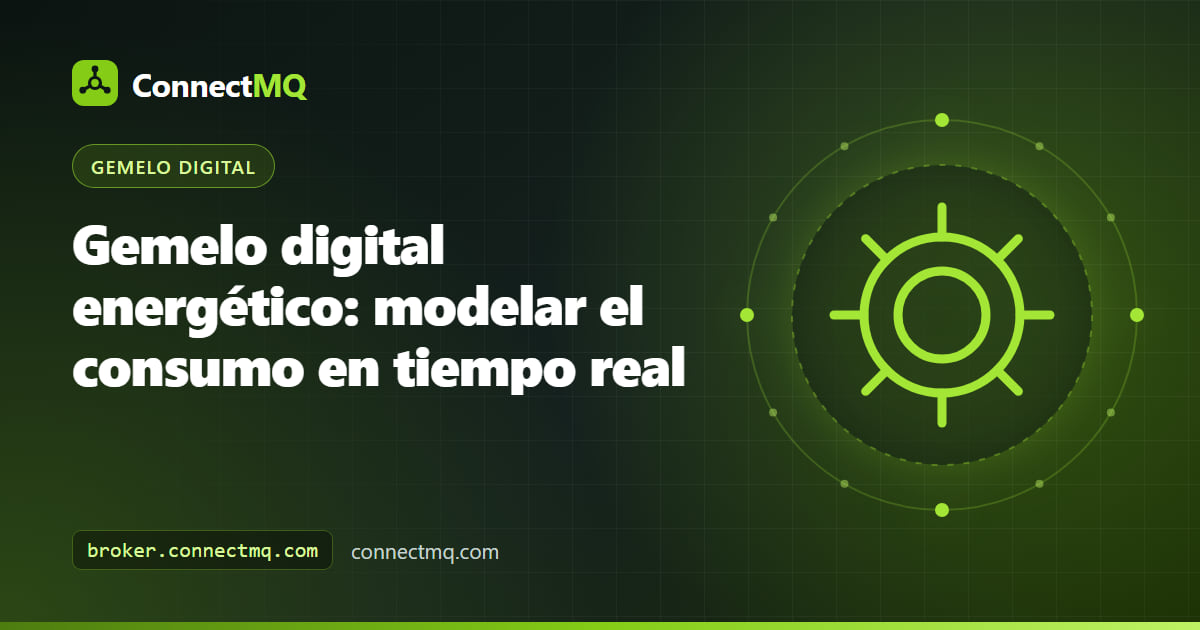 Diagrama de gemelo digital energético con flujos de electricidad, gas y aire comprimido en un emplazamiento y lecturas de contadores en vivo