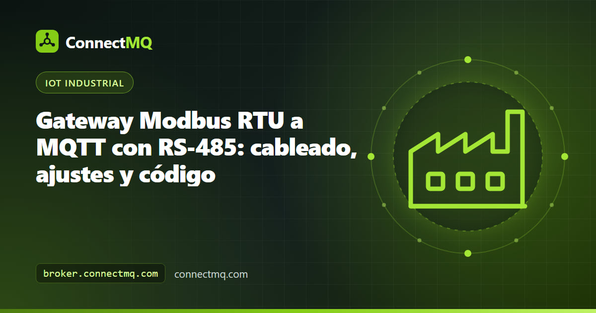 Bus RS-485 de medidores de energía cableado a un pequeño gateway Linux que envía mensajes de Modbus RTU a MQTT al cloud