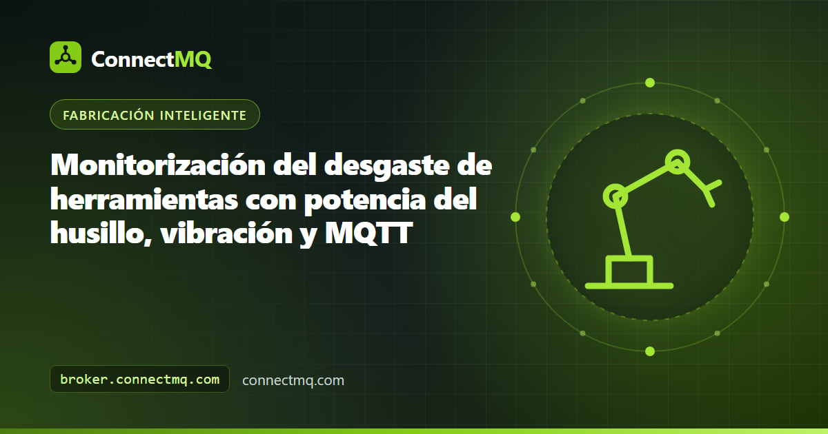 Monitorización del desgaste de herramientas en el husillo de una fresadora CNC con gráficos de potencia y vibración transmitidos a un dashboard MQTT en la nube